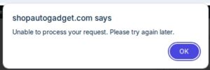 The error pop-up text